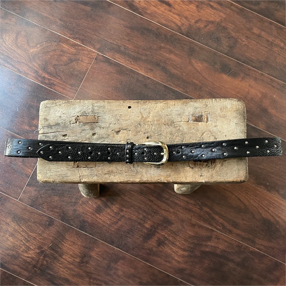 B. Belt Black Leather Mini Star Stingray Belt XS/S